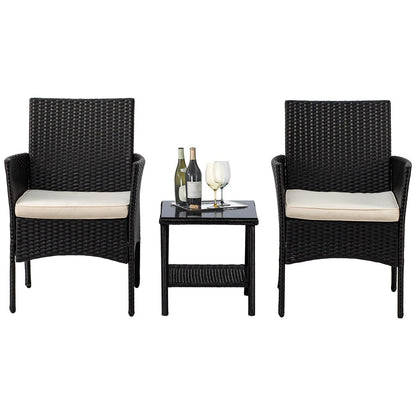 Ensemble de 3 chaises et table d'extérieur en rotin moderne Rhine par Furniture of America