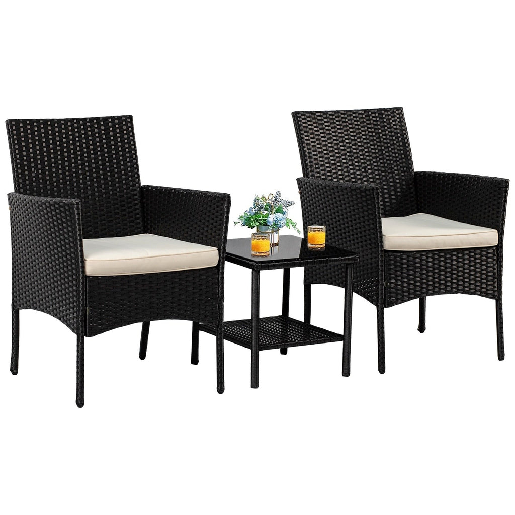 Ensemble de 3 chaises et table d'extérieur en rotin moderne Rhine par Furniture of America