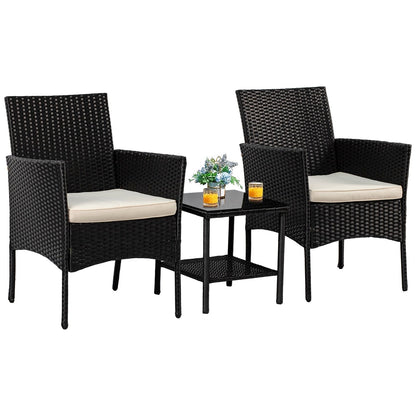 Ensemble de 3 chaises et table d'extérieur en rotin moderne Rhine par Furniture of America