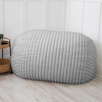 Pouf causeuse en fausse fourrure côtelée - 64 - Gris