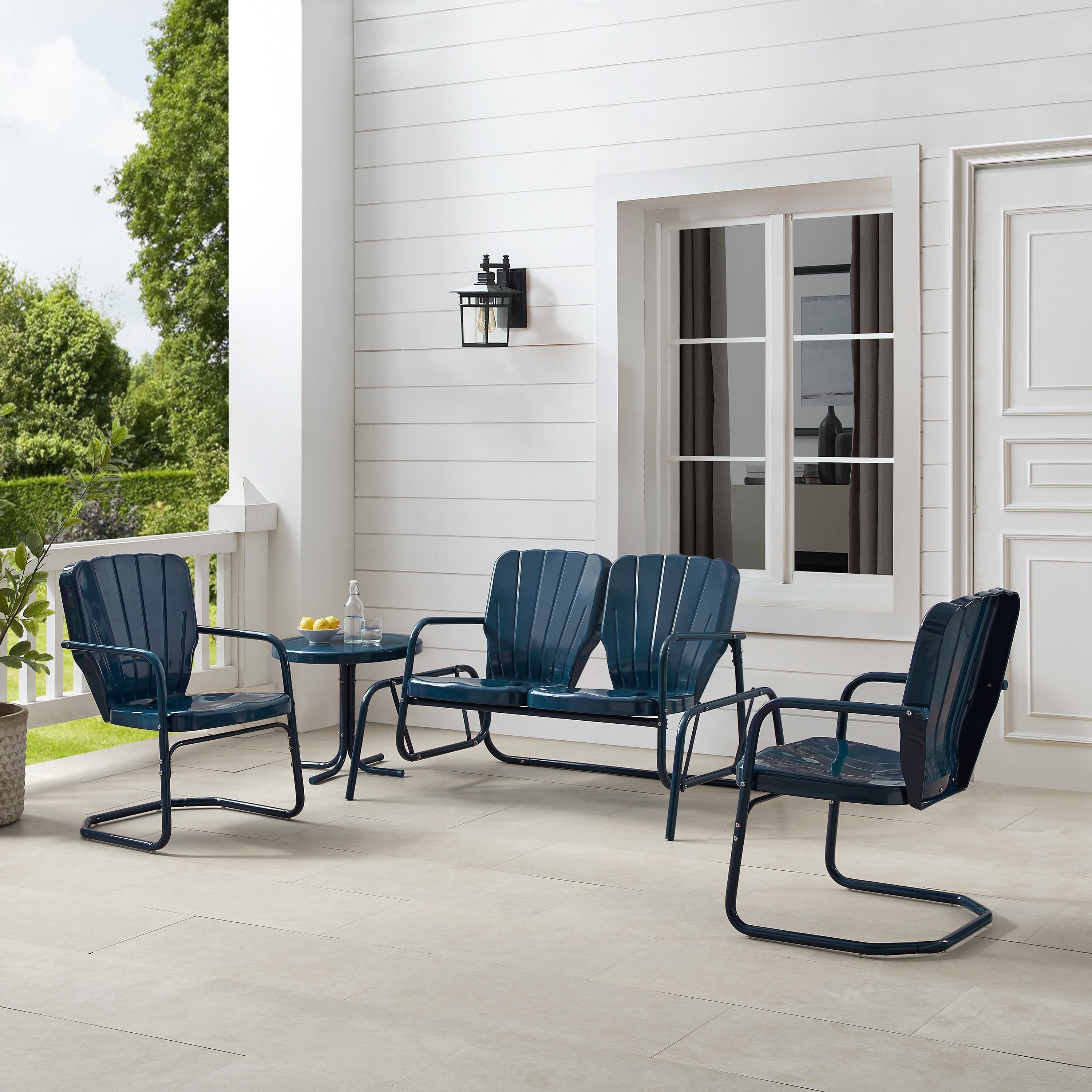 Ensemble de conversation d'extérieur en métal Crosley Ridgeland 4 pièces - 75 x 88 x 34,25