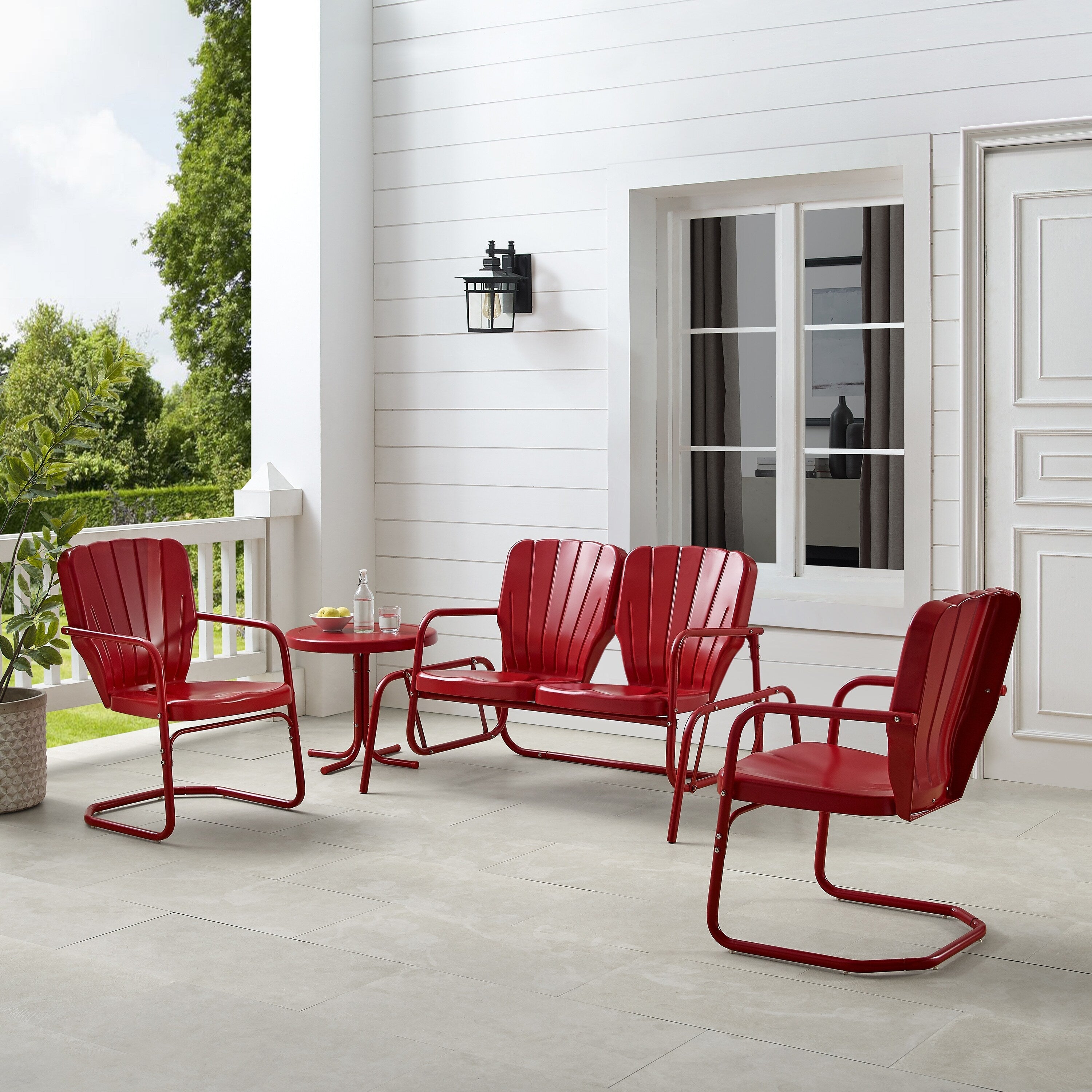 Ensemble de conversation d'extérieur en métal Crosley Ridgeland 4 pièces - 75 x 88 x 34,25
