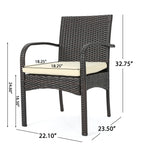 Ensemble bistrot d'extérieur Ridley 3 pièces en osier avec coussins par Christopher Knight Home - N/A