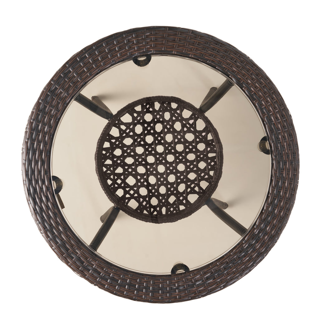 Ensemble bistrot d'extérieur Ridley 3 pièces en osier avec coussins par Christopher Knight Home - N/A