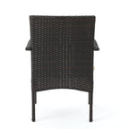 Ensemble bistrot d'extérieur Ridley 3 pièces en osier avec coussins par Christopher Knight Home - N/A