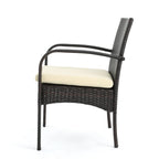 Ensemble bistrot d'extérieur Ridley 3 pièces en osier avec coussins par Christopher Knight Home - N/A