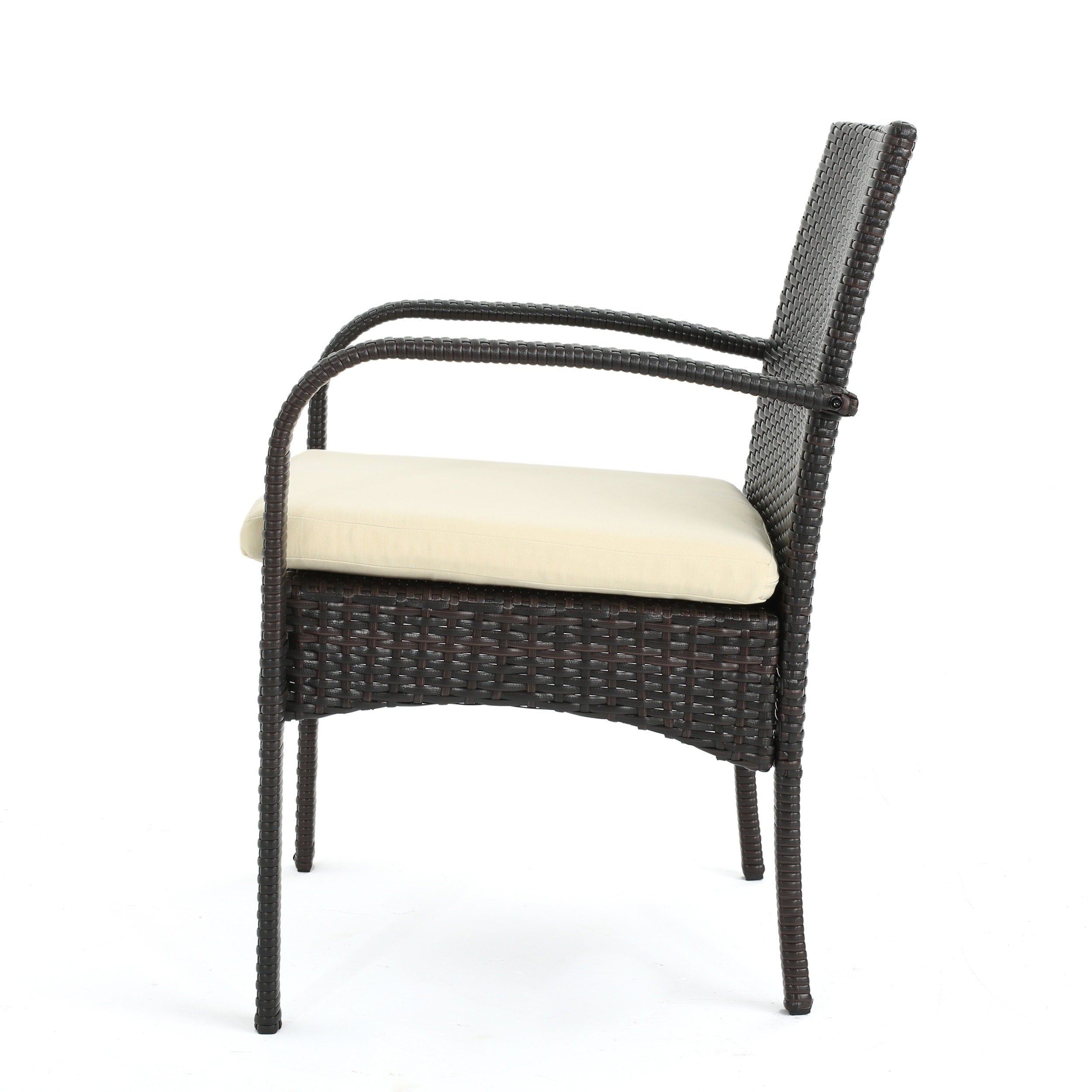 Ensemble bistrot d'extérieur Ridley 3 pièces en osier avec coussins par Christopher Knight Home - N/A