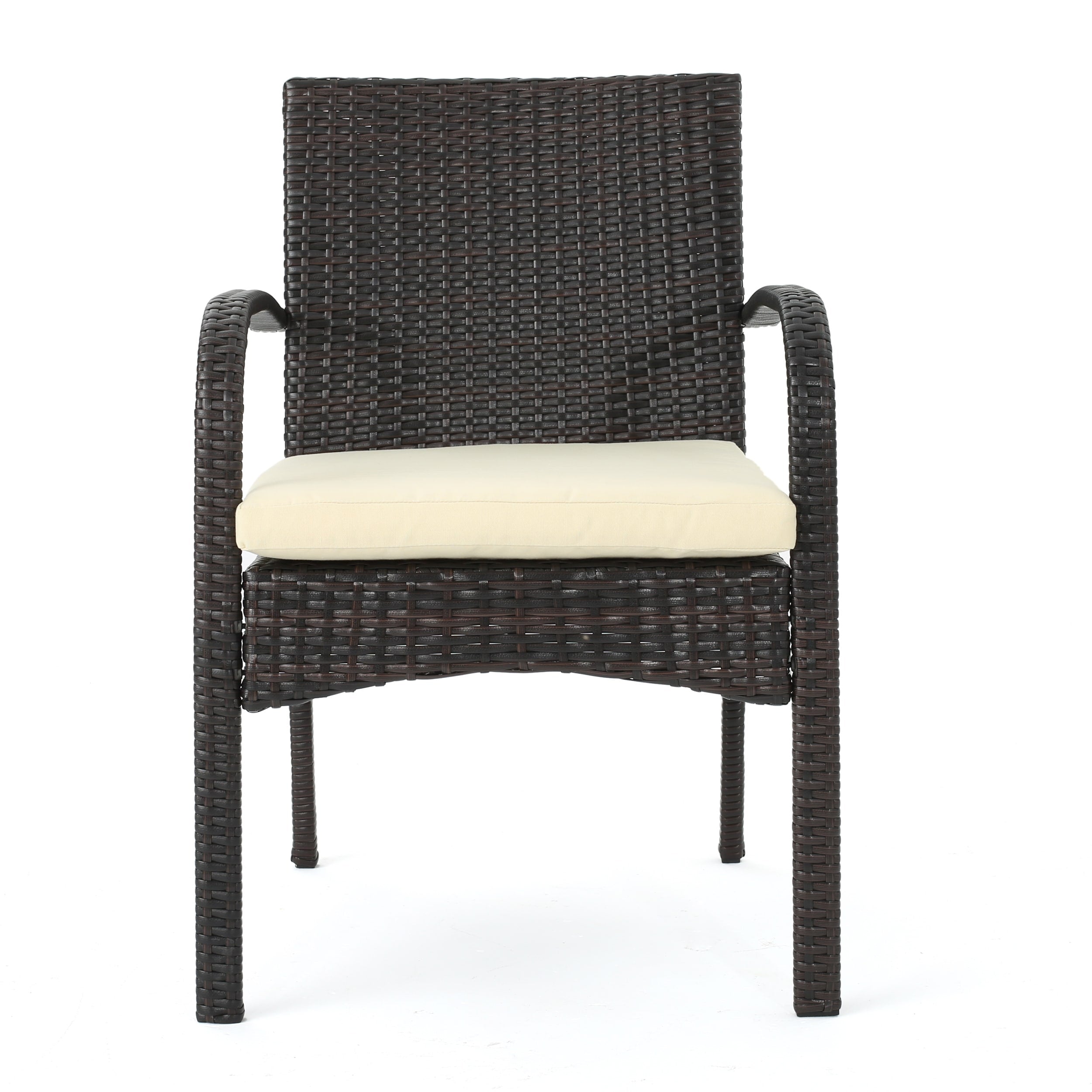 Ensemble bistrot d'extérieur Ridley 3 pièces en osier avec coussins par Christopher Knight Home - N/A