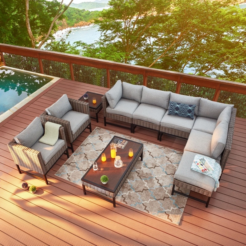Patio Festival Right-Angle 10-Piece Outdoor Conversation Set