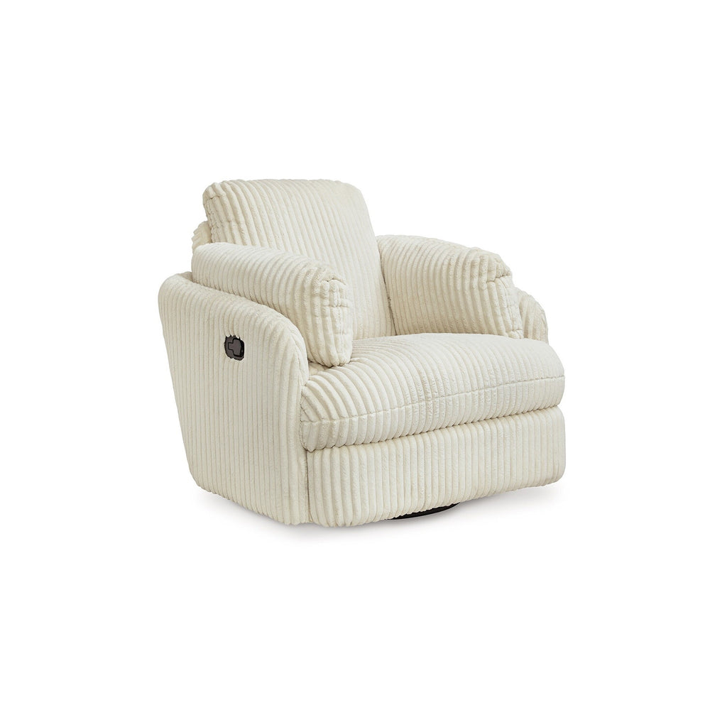 Fauteuil inclinable manuel pivotant Rikki, velours côtelé ivoire, 2 coussins