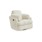 Fauteuil inclinable manuel pivotant Rikki, velours côtelé ivoire, 2 coussins