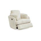Fauteuil inclinable manuel pivotant Rikki, velours côtelé ivoire, 2 coussins