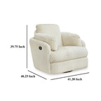 Fauteuil inclinable manuel pivotant Rikki, velours côtelé ivoire, 2 coussins