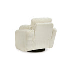 Fauteuil inclinable manuel pivotant Rikki, velours côtelé ivoire, 2 coussins