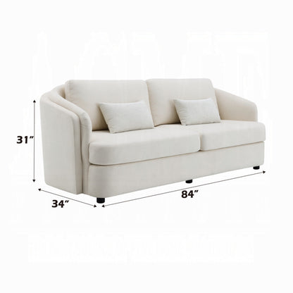 Canapé Riku, 2 coussins lombaires, 213 cm, lin beige, forme moderne