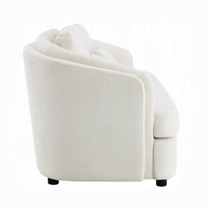 Canapé Riku, 2 coussins lombaires, 213 cm, lin beige, forme moderne