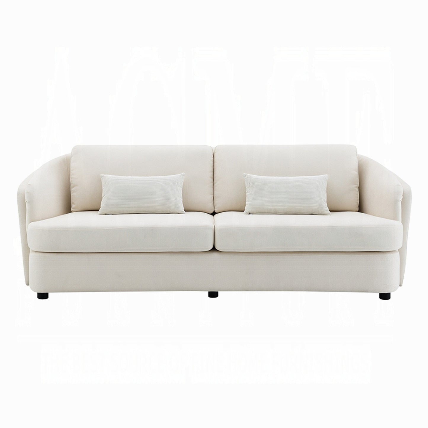 Canapé Riku, 2 coussins lombaires, 213 cm, lin beige, forme moderne