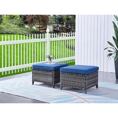 Ensemble de mobilier d'extérieur Pocassy 5 pièces, chaises pivotantes avec poufs