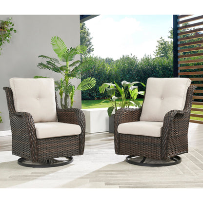 Ensemble de mobilier d'extérieur Pocassy 5 pièces, chaises pivotantes avec poufs