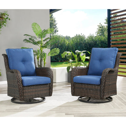 Ensemble de mobilier d'extérieur Pocassy 5 pièces, chaises pivotantes avec poufs