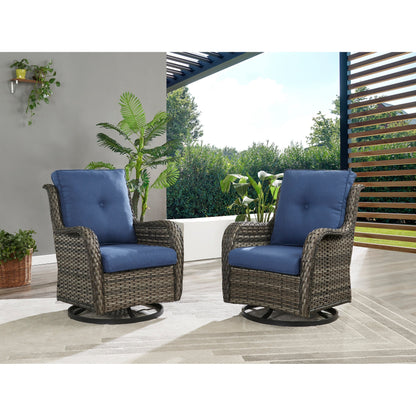 Ensemble de mobilier d'extérieur Pocassy 5 pièces, chaises pivotantes avec poufs