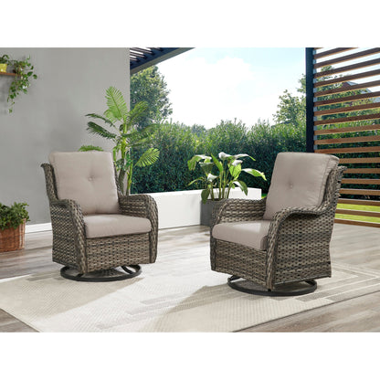 Ensemble de mobilier d'extérieur Pocassy 5 pièces, chaises pivotantes avec poufs