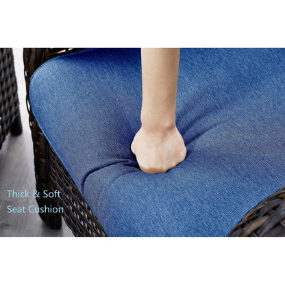 Ensemble de mobilier d'extérieur Pocassy 5 pièces, chaises pivotantes avec poufs