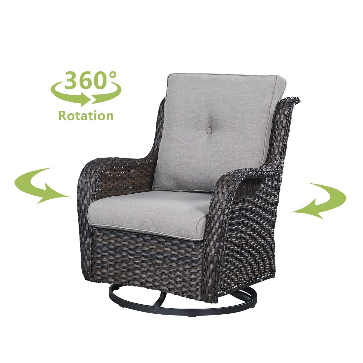 Ensemble de mobilier d'extérieur Pocassy 5 pièces, chaises pivotantes avec poufs