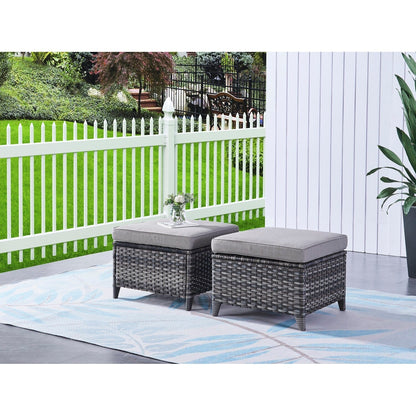 Ensemble de mobilier d'extérieur Pocassy 5 pièces, chaises pivotantes avec poufs
