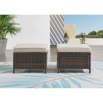Ensemble de mobilier d'extérieur Pocassy 5 pièces, chaises pivotantes avec poufs