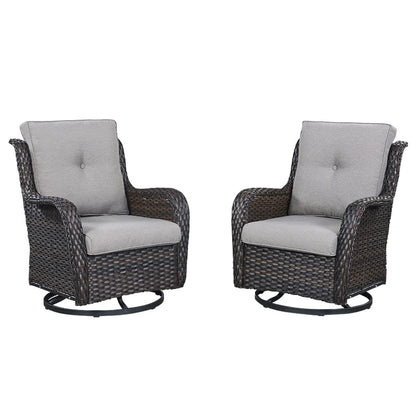 Ensemble de mobilier d'extérieur Pocassy 5 pièces, chaises pivotantes avec poufs