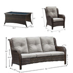Pocassy Ensemble de 4 chaises de jardin avec canapé et table basse