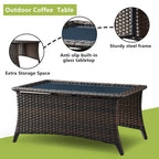 Pocassy Ensemble de 4 chaises de jardin avec canapé et table basse