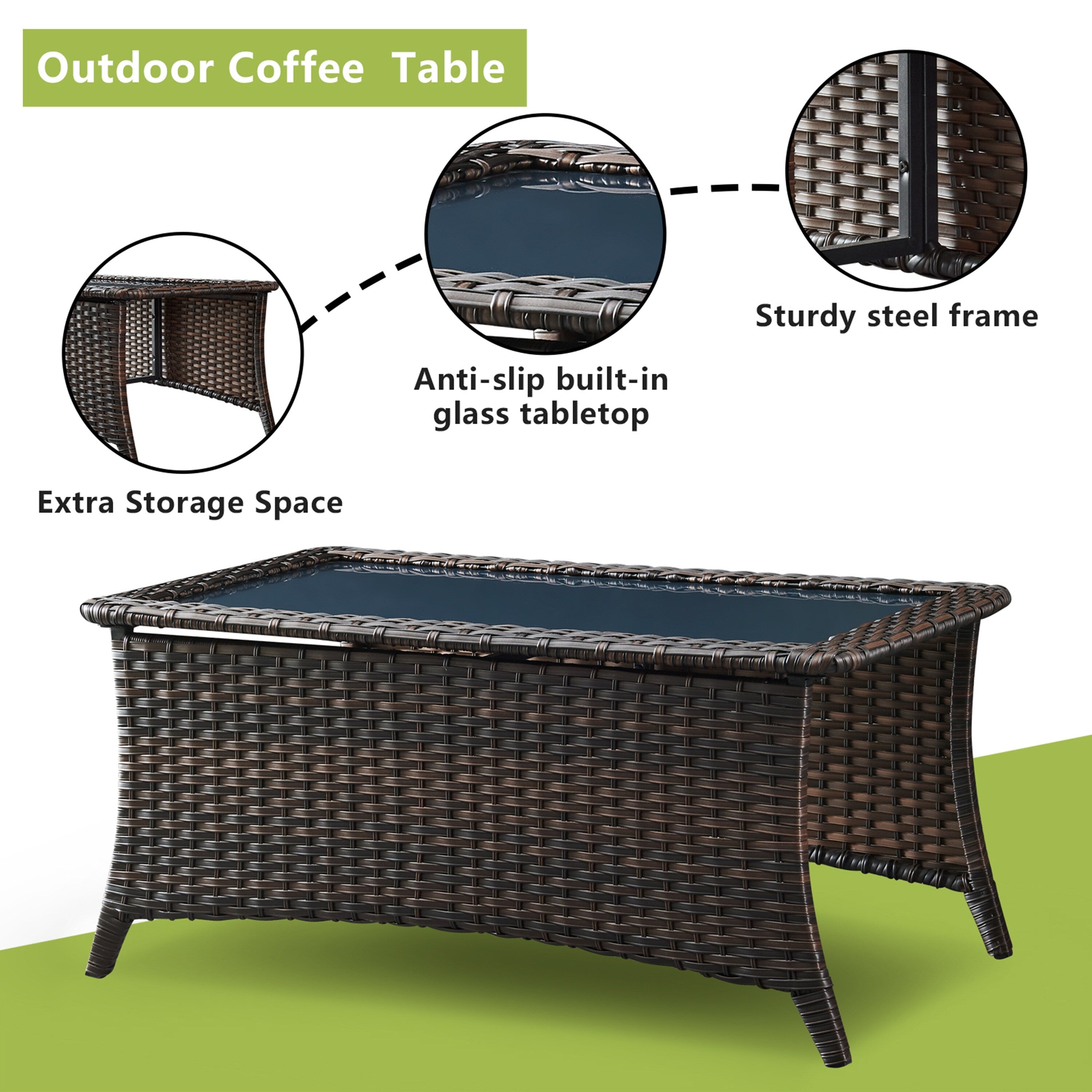 Pocassy Ensemble de 4 chaises de jardin avec canapé et table basse