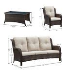 Pocassy Ensemble de 4 chaises de jardin avec canapé et table basse