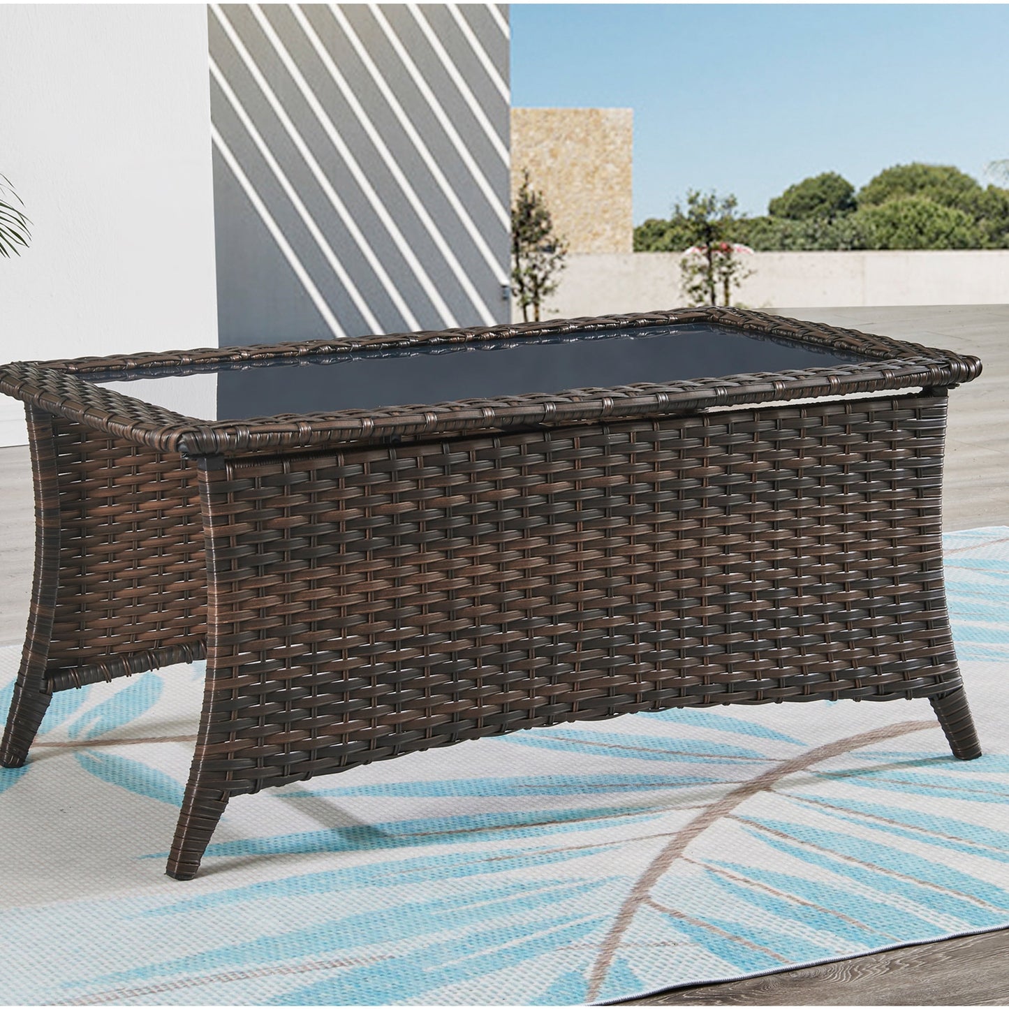 Pocassy Ensemble de 4 chaises de jardin avec canapé et table basse