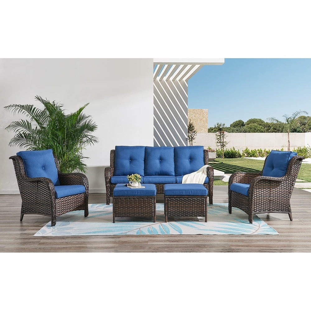Ensemble de meubles de patio Pocassy 5 pièces avec poufs