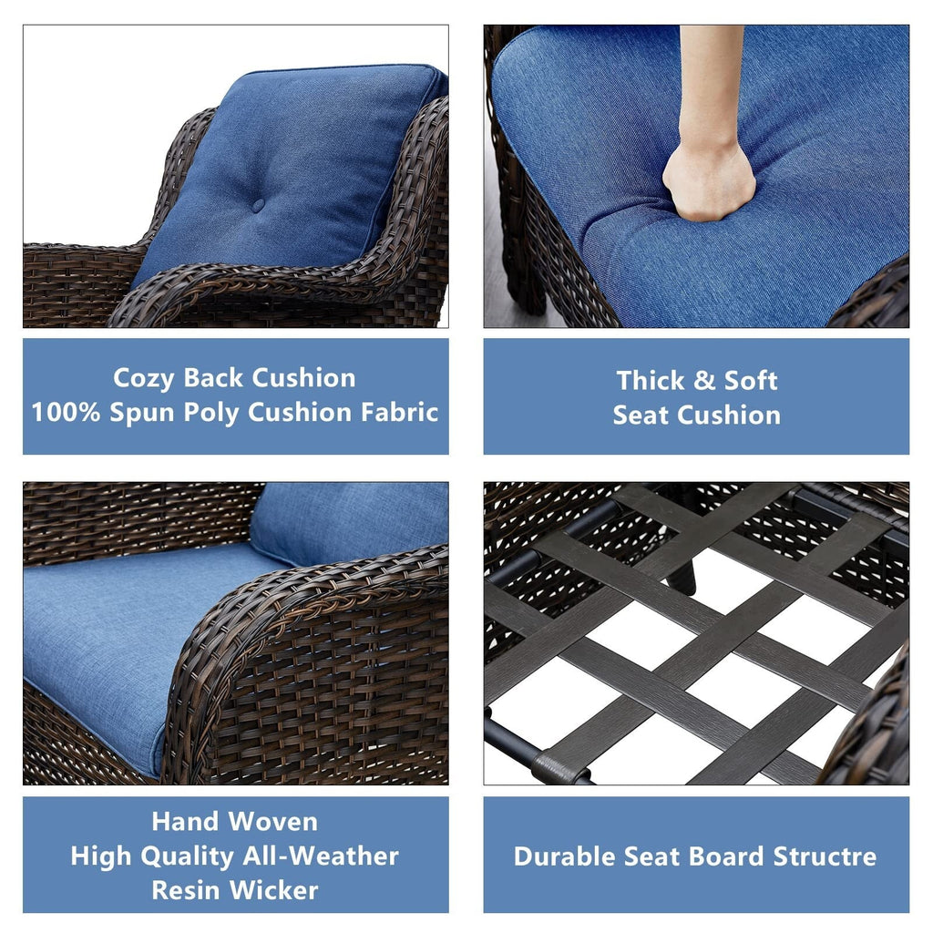 Ensemble de meubles de patio Pocassy 5 pièces avec poufs