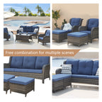Ensemble de meubles de patio Pocassy 5 pièces avec poufs