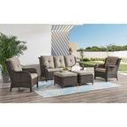 Ensemble de meubles de patio Pocassy 5 pièces avec poufs