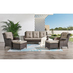 Ensemble de meubles de patio Pocassy 5 pièces avec poufs