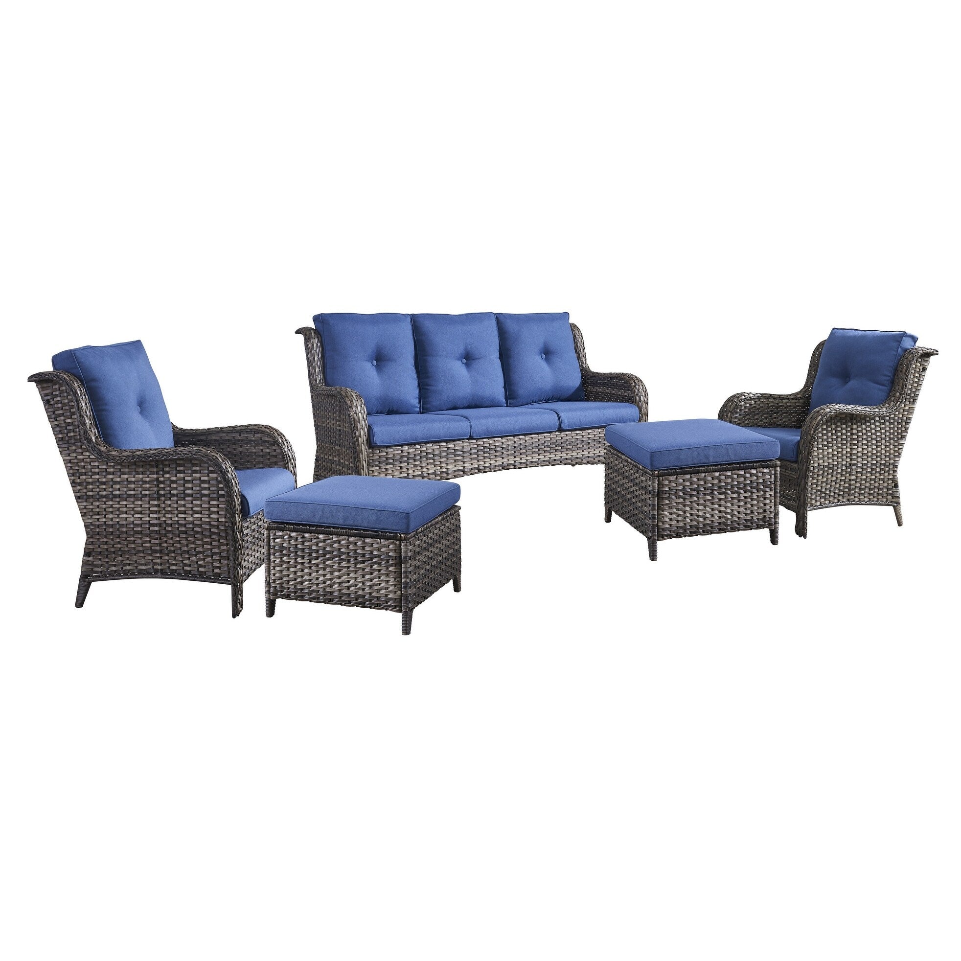 Ensemble de meubles de patio Pocassy 5 pièces avec poufs