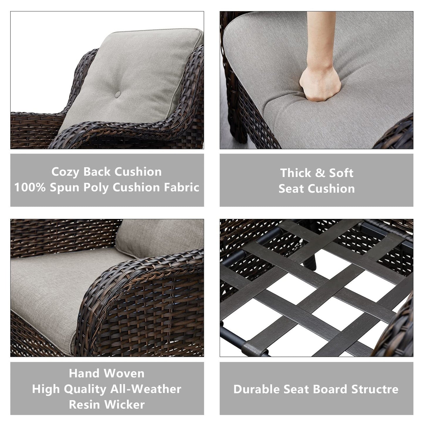 Ensemble de meubles de patio Pocassy 5 pièces avec poufs