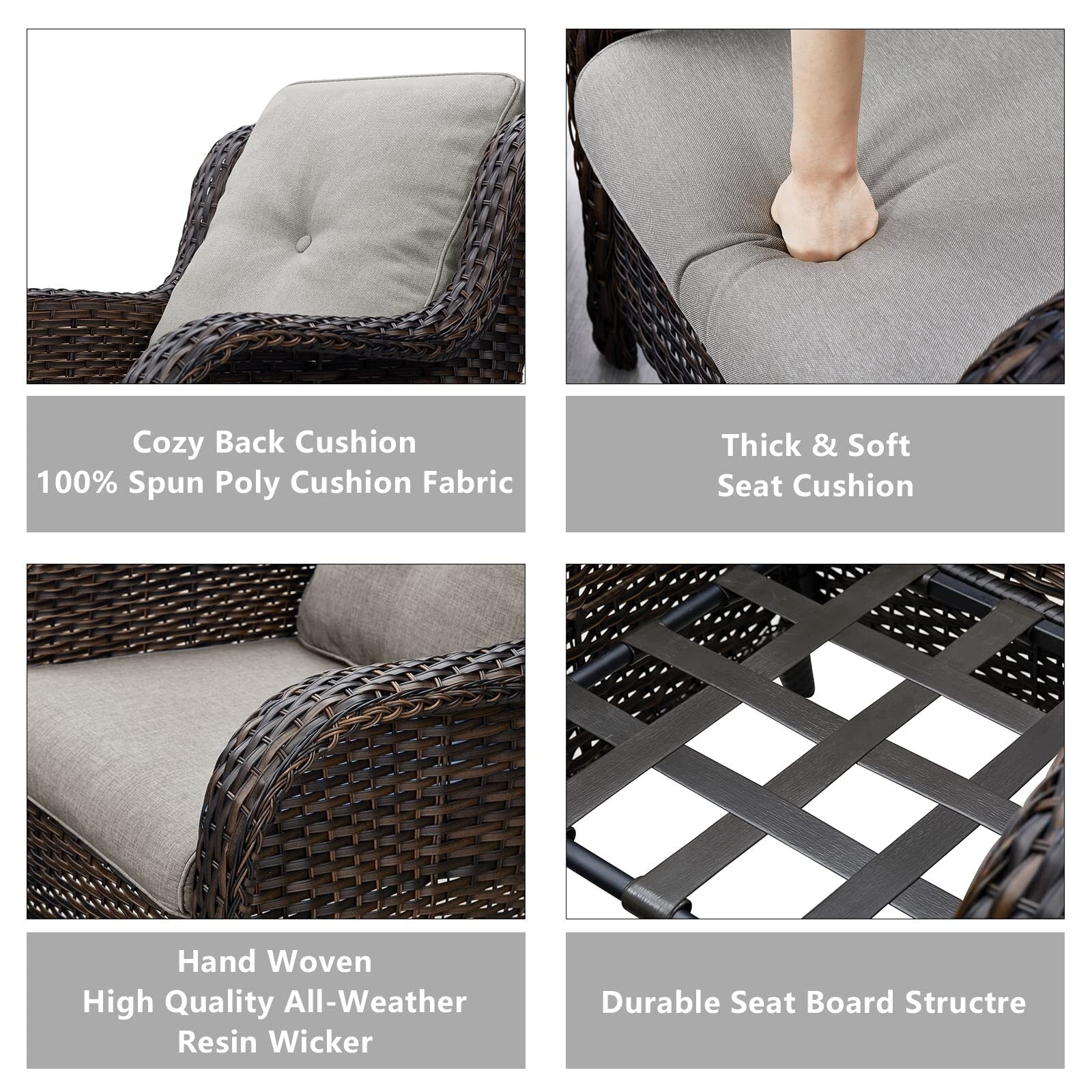 Ensemble de meubles de patio Pocassy 5 pièces avec poufs