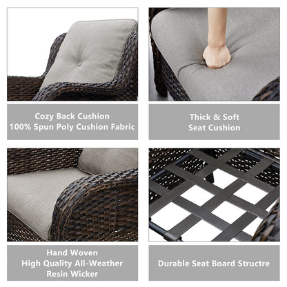 Ensemble de meubles de patio Pocassy 5 pièces avec poufs
