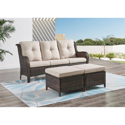 Ensemble de meubles de patio Pocassy 5 pièces avec poufs