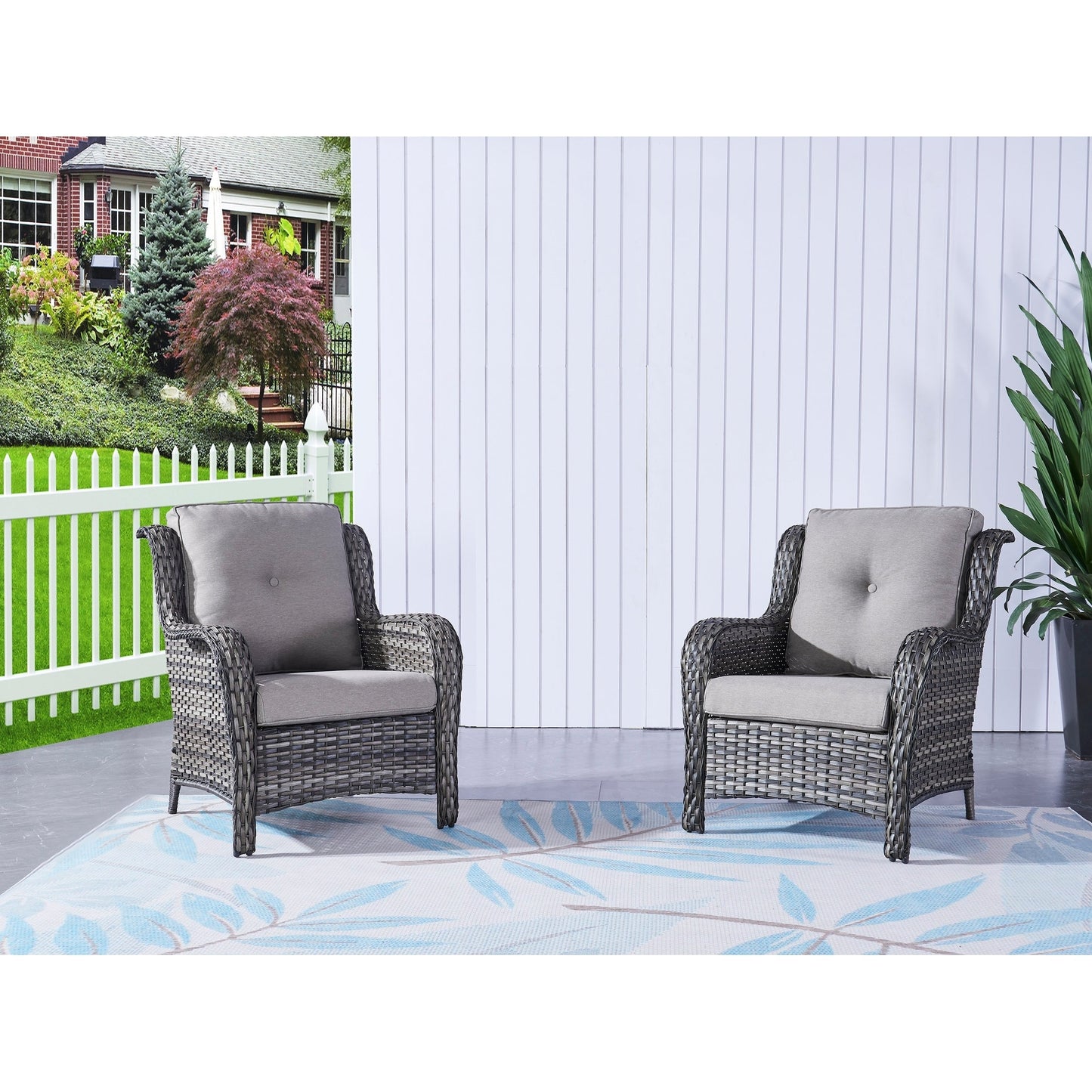 Ensemble de meubles de patio Pocassy 5 pièces avec poufs