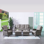 Ensemble de meubles de patio Pocassy 5 pièces avec poufs