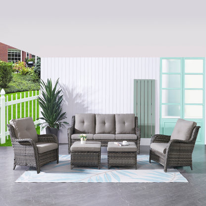 Ensemble de meubles de patio Pocassy 5 pièces avec poufs