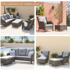 Ensemble de meubles de patio Pocassy 5 pièces avec poufs
